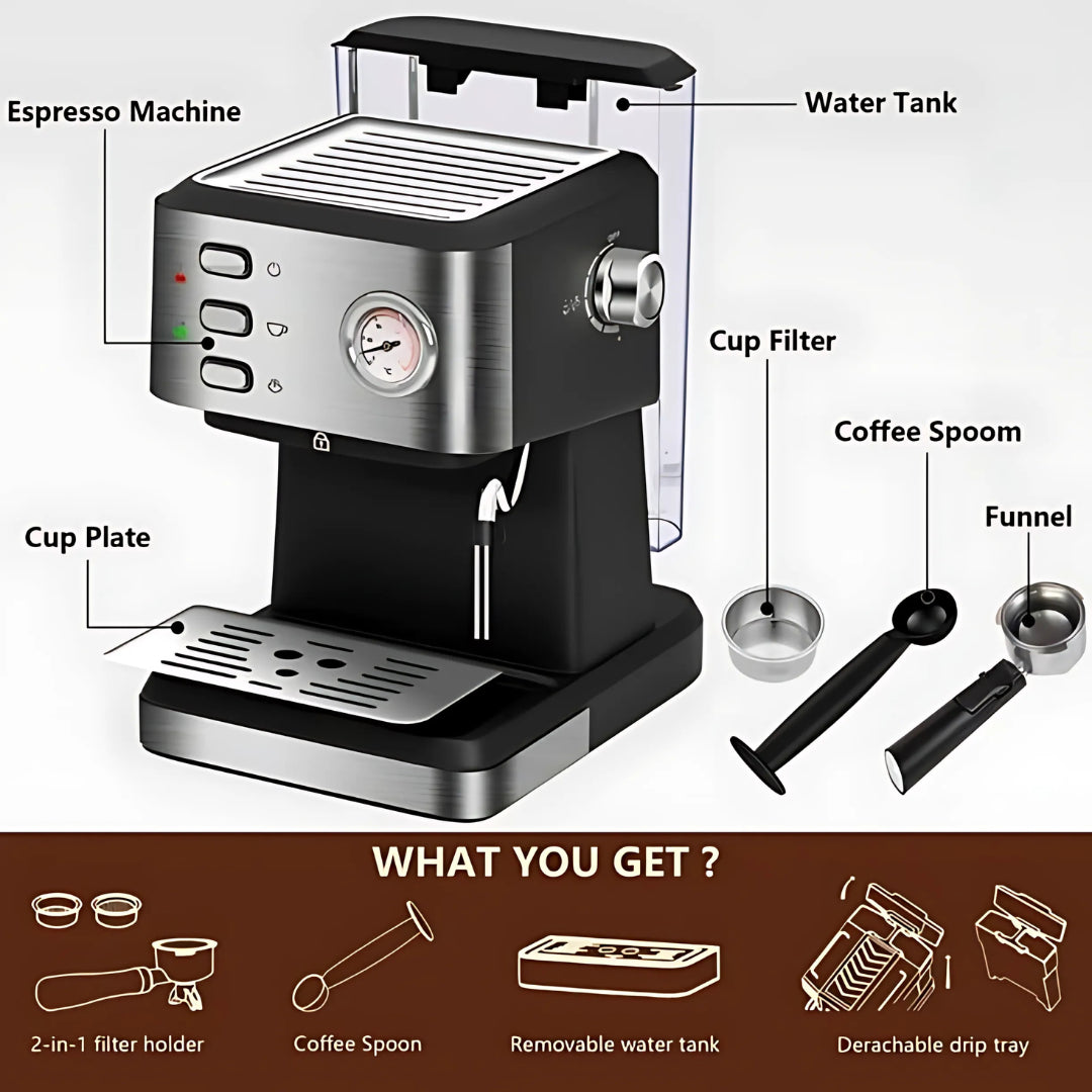 Fully Automatic Espresso & Mocha Coffee Machine with Milk Frother